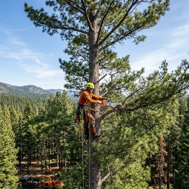 K&I Tree Service crew shaping a mature maple canopy in a Vancouver, WA residential yard.